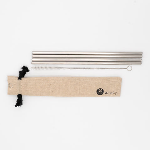 Wisesip Reusable Metal straws x 4