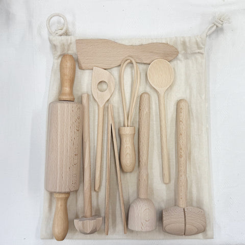 Eco Living Kids Wooden Kitchen Utensils
